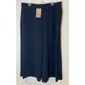 NWT M.M. Lafleur Culotte Pants Wide Leg Crop Navy Blue Texture Size 16 New